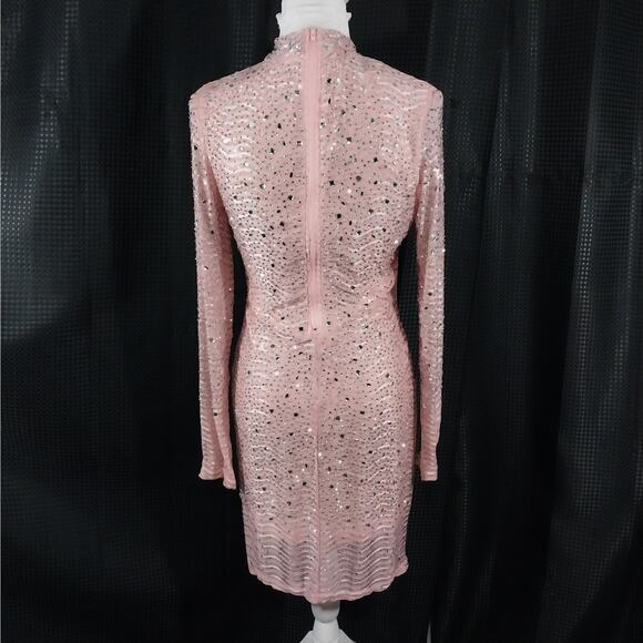 NWOT! WINDSOR! PEACHY PINK ULTRA STRETCH JEWELED, SHIMMERING DRESS! SZ L - Picture 6 of 11